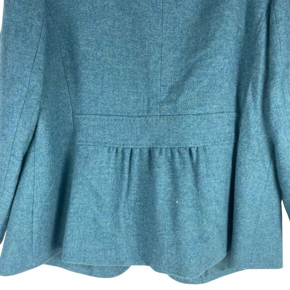 Talbots Wool Blend 2 Button Blazer Jacket Heather Teal Blue Size 14W - Picture 6 of 7